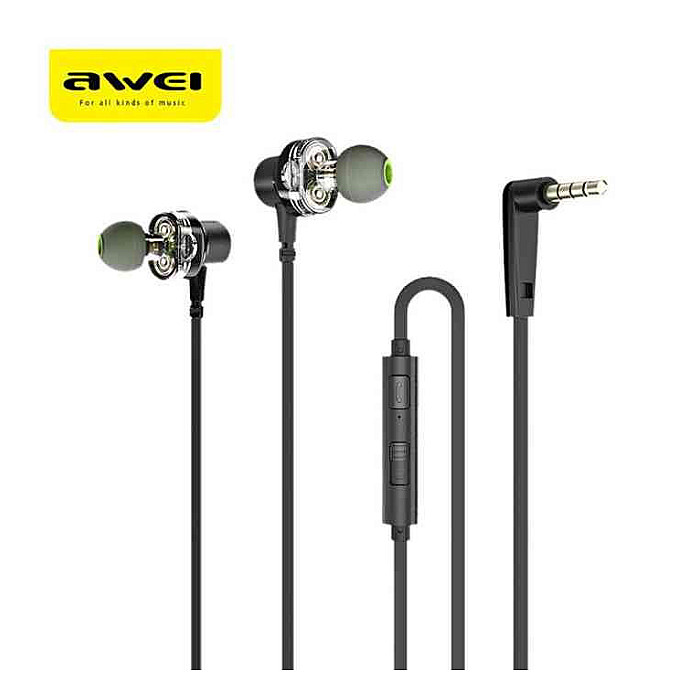 Awei Z1 Dual Driver 3.5mm Wired Sports Earphone